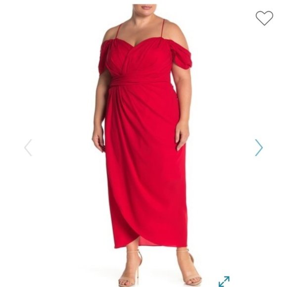 CITY CHIC Scarlet Red Entwine Cold Shoulder Dress - Picture 3 of 6